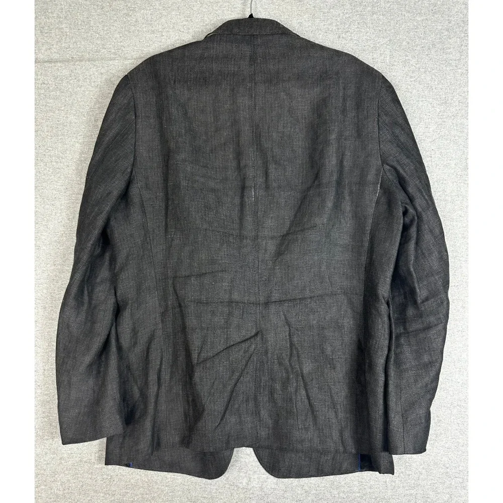 Banana Republic Linen‎ Blazer Mens 44R Charcoal Herringbone Tailored Fit